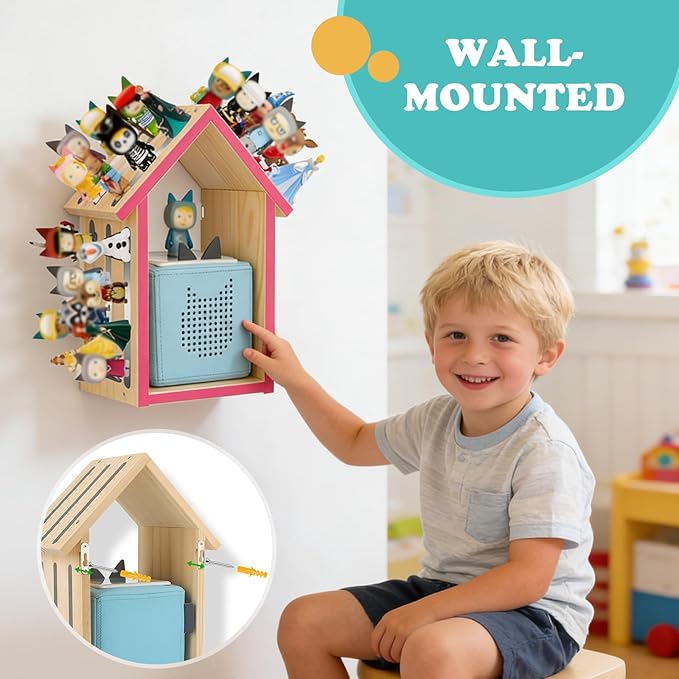 for Tonies Box Shelf Magnetic House Storage Shelf, Compatible with Tonie Box 1/2 Player Character Tonies Figures Characters for Children Room, Wall-Mounted and Desktop Placement