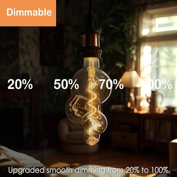 40 Watt Decorative Vintage LED Light Bulbs, Special Electroplated Bubble 4W LED Filament Edison Bulb,2700K Oversized Warm Lights,Dimmable E26 Lamp Base,1-Pack