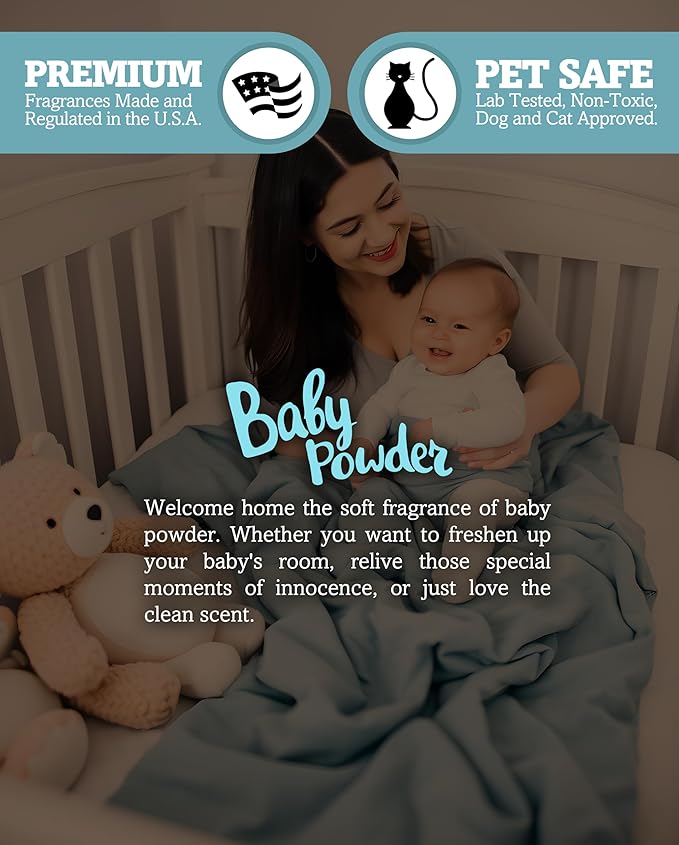 Shortie's Candle Company Baby Powder Premium Tealight Candles - Highly Scented with Essential & Natural Oils - 6 White Tea Lights - Beautiful Candlelight - Made in the USA - Fresh & Clean Collection