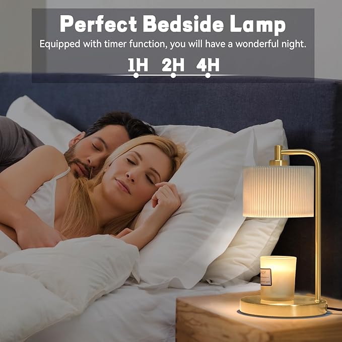 NITOWOLF Candle Warmer Lamp with Timer, Dimmable Wax Warmer Lamp Candle Lamp for Scented Candles with Bulbs, Mothers Day Gifts for Mom, Birthday Gifts for Women (Gold)