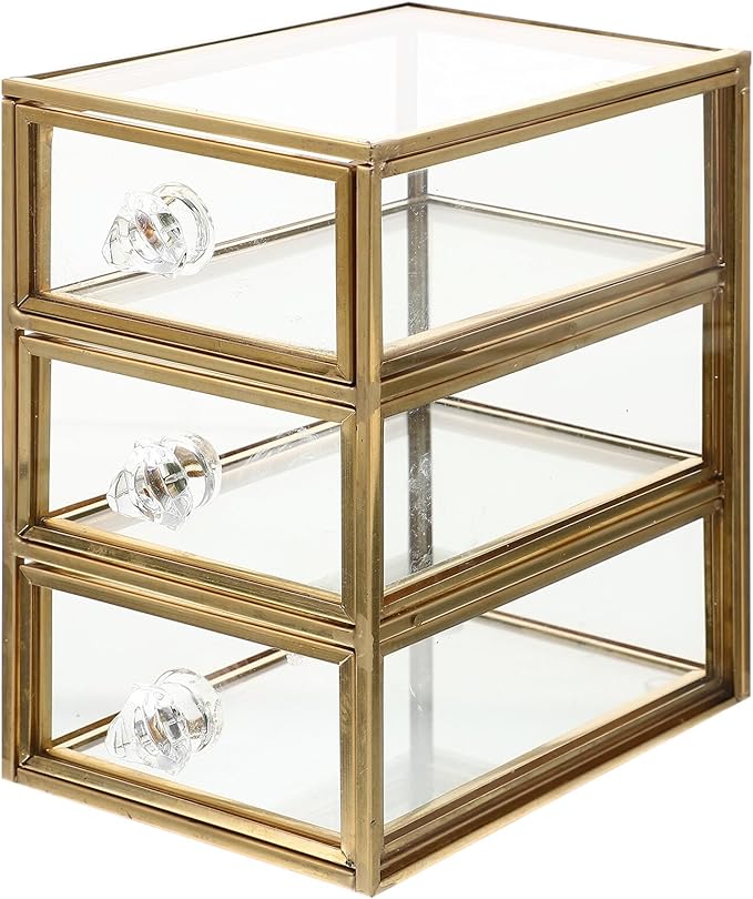 BESPORTBLE Jewelry Organizer Box Transparent Glass Storage Case Compact Makeup and Household Container Dustproof Design for Small Accessories
