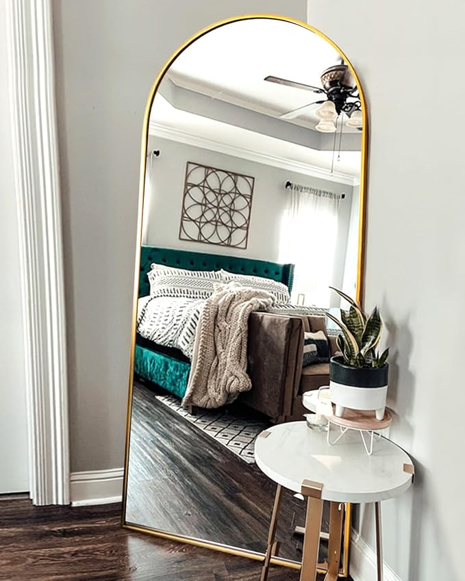 OGCAU Full Length Mirror, 71"x30" Arched-Top Standing Mirror, Hanging or Leaning, Full Body Wall Mounted with Aluminum Frame for Living Room, Bedroom, Home Decor (Gold)