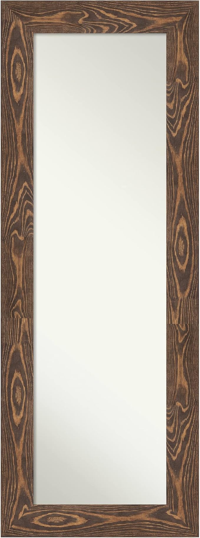 Amanti Art Brown Full Length Mirror for Door, 54x20 Bridge Brown Tall Wall Mirror Full Length, Mounted to Door or Closet Wall with no Visible Brackets, Country Rustic Wood Frame, Bedroom Decor