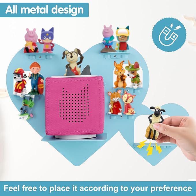 Metal Bracket for Toniebox,Floating Shelf for Tonies Figures 15-20pcs Storage,Wall Mounted Brackets for Toniebox Player,Children's Room Decorations and Gifts (Blue)