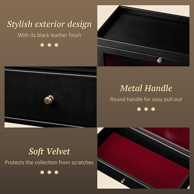 Emfogo Cologne Organizer, Leather Perfumes Organizer for Dresser, Large Capacity Dustproof Cologne Holder with Drawer Storage Perfume Stand Organizer, Ideal Gift for Loved ones