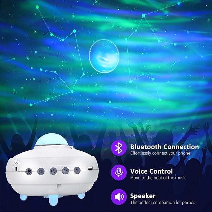 Galaxy Projector Star Projector， 12 Zodiac Constellations, 4 Aurora Color Combinations, Dynamic Star Clusters,Bluetooth Speaker. for Bedroom, Living Room, and Party Night Light Projector.