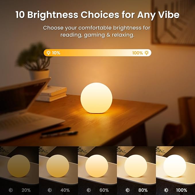 LOFTEK LED Ball Light, 3-inch Rechargeable Globe Lights, Color-Changing Ball Lamp with Remote, Waterproof Orb Light, Smart Sphere Night Light for Home Bedroom Pool Decor, Mood Light, Gift, 2 Pack