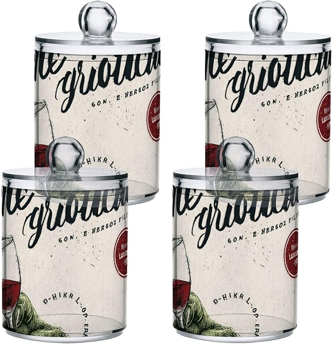 2 Pack Apothecary Jars Xmas Animal Paws Bathroom Vanity Storage Organizer Set,Small Clear Plastic Storage Jars Bathroom Canister for Cotton Swabs, Rounds, Balls, Qtips,Makeup Sponges, Flossers,