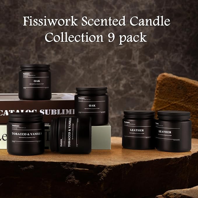 9 Pack Scented Candles Set Gifts for Men,Aromatherapy Candle Set with Scents (Vanilla/Lavender/Cedarwood) - Gift for Dad, Boyfriend, Birthday, Father’s Day, Anniversary