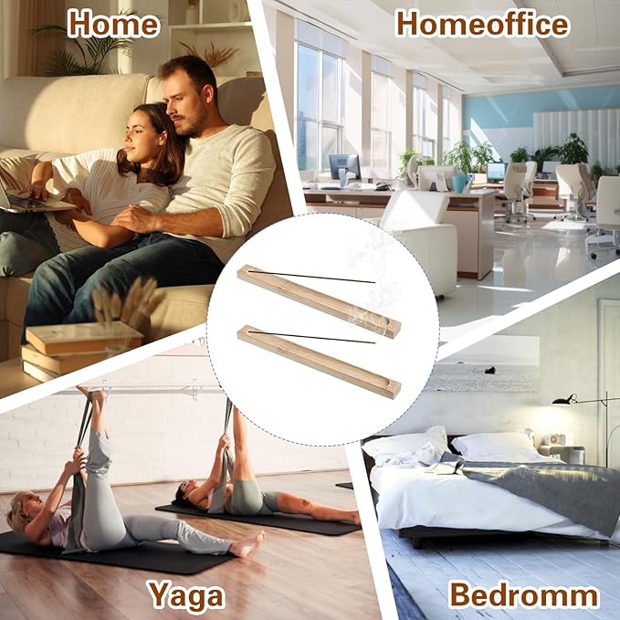 2Pcs Wooden Incense Holder for Sticks, Wood Incense Stick Holder with Ash Collector Catcher Adjustable Angle Stick Burner, 9.1 Inches