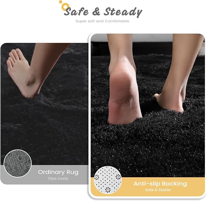 Soft Area Rugs for Bedroom Living Room Plush Fluffy Rug 7x10 Feet, Shag Furry Area Rug Carpet Non Shedding for Nursery Children Kids Girls Room Home Decorative, Charcoal