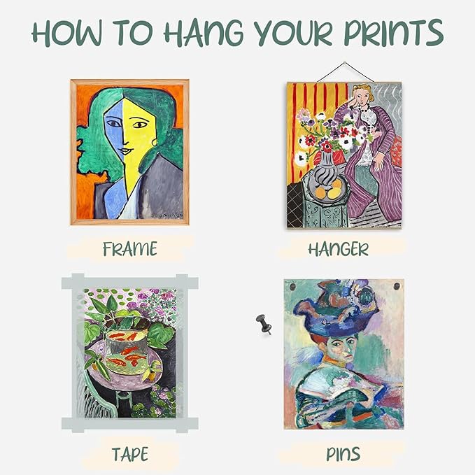 KBKBART Matisse Wall Art Prints Set of 12, Matisse Eclectic Wall Decor, Colorful Abstract Painting Wall Decor Aesthetic, Minimalist Vintage Gallery Canvas Paintings, Eclectic Home Decor, Unframed