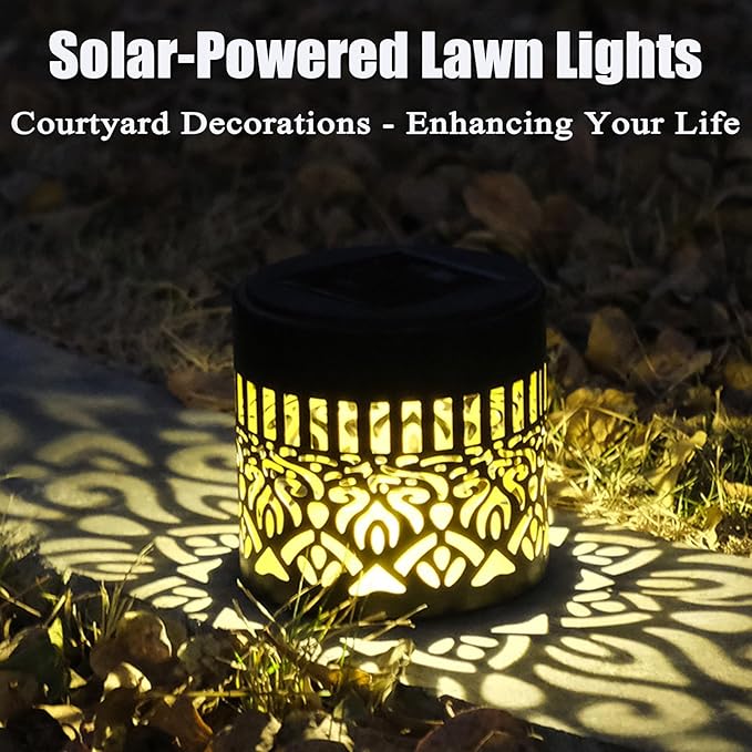 Solar Mandala Fence Lights, Decorative Solar Mandala Lights, Waterproof LED Decorative Lighting for Garden Post Patio Backyard Yard Art Decor