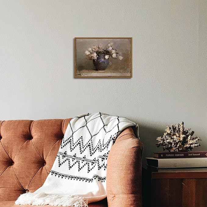 OIQArtOIQ Vintage Landscape Canvas Wall Art Framed Natural Scenery Painting Artwork Prints France Country Wilderness Farmhouse Decor Pictures Kitchen Bedroom Living Room Bathroom