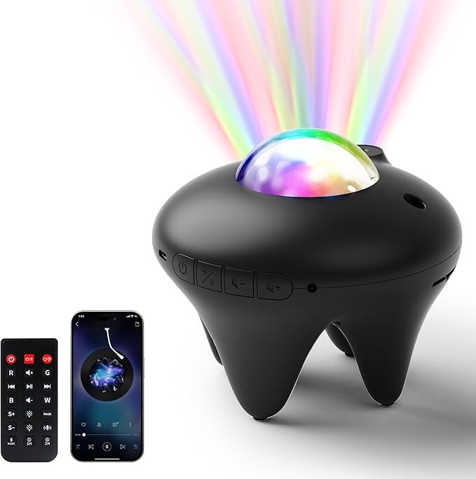 Galaxy Moon Projector, Star Night Light Projector with Bluetooth Connection for Music and Timer and Remote Control for Kids Adults Bedroom Party Bar Decoration (Black)