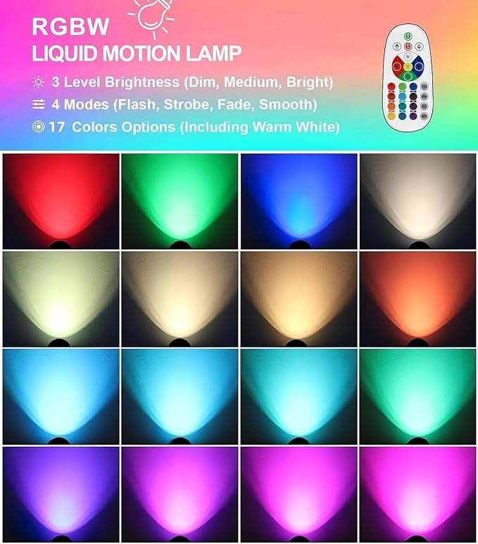 AONESY Liquid Motion Lamps with Remote 17 Color Changing Night Light 16 Inch LED Table Lamp Relaxing Liquid Light for Kids Adults Teens Room Decor Light Mood Lamp Classic Christmas Birthday Gift