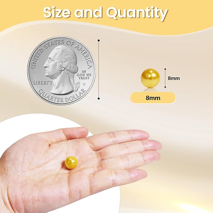 1400Pcs Gold Vase Filler Pearl Beads for Crafting 8mm Beads No Holes Decor Suitable for Wedding Decor, Party Decorations, Centerpiece Table Decorations