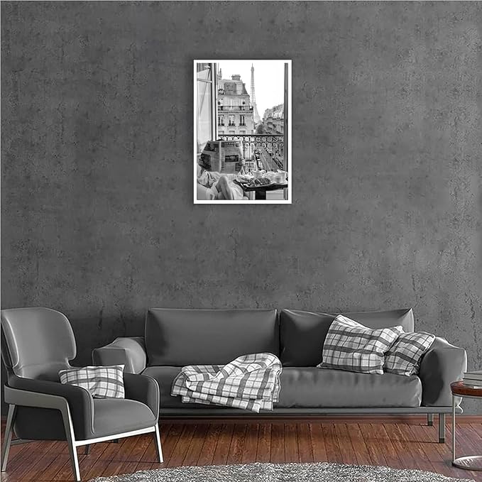 Vintage Girl Reading Newspaper Poster Eiffel Tower View Canvas Wall Art Retro Black And White Feminist Room Aesthetic Prints Painting For Home Bedroom Dorm Apartment Wall Decor 16x24in Unframed