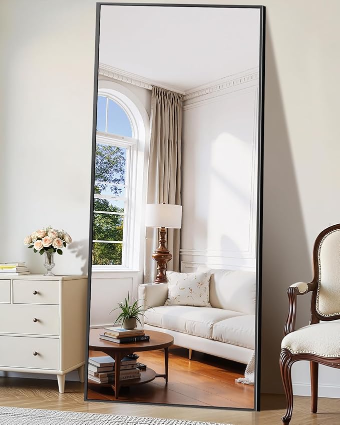 78"x35" Floor Mirror Full Length - Standing Mirror with Aluminum Alloy Frame, Large Body Mirror for Bedroom, Living Room, Wall Mounted or Leaning