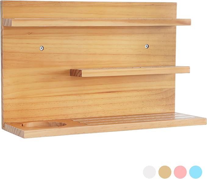 PHOENANCEE for Tonies Shelf Magnetic,for Toniebox Figures Storage Display Shelf (40-48 Character),Wall Floating Shelves Wooden,Compatible Charging Station for Children Kid's Room,Pine,3 Tier