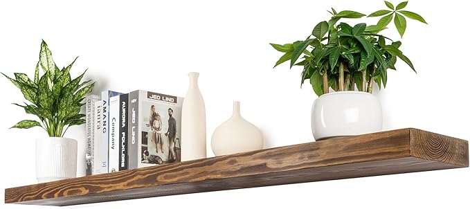 Rusitc Floating Shelves 48 inch Long 8 "deep Set of 1, Heavy Duty Wood Wall Mounted Shelves for Bathroom Living Room Kitchen,Book Shelves with Thickened Hidden Bracket-Walnut