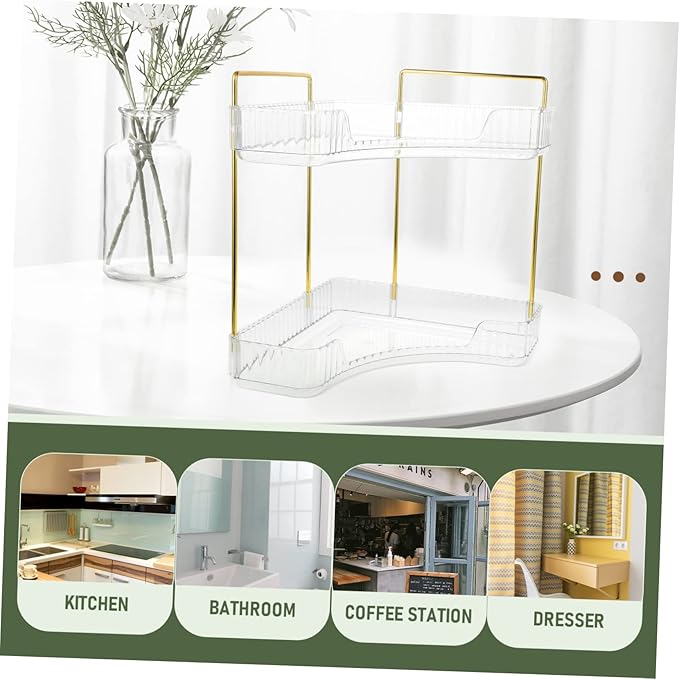 Cabilock Corner Shelf Organizer Storage Rack for Kitchen Spice Bathroom Shower and Makeup Countertop and Stable Design for Home Use