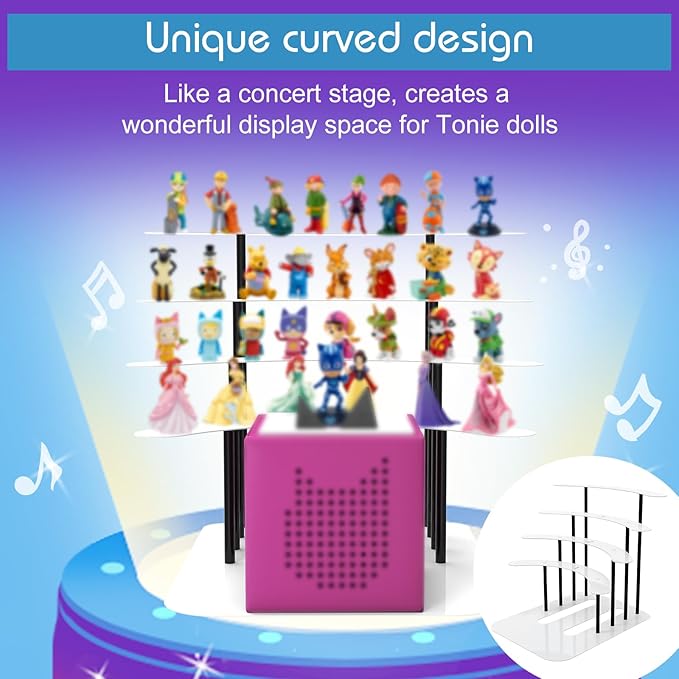 Metal Bracket for Toniebox,Desk Stand for Tonies Figures 20-30pcs Storage,Metal Display Stage for Toniebox Player,Children's Room Decorations and Gifts (White)