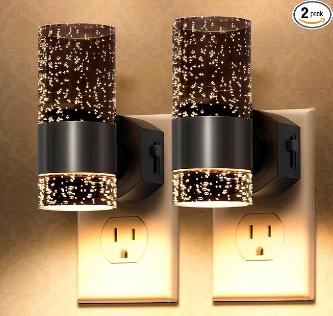 LED Dimmable Night Lights Plug into Wall, 2-Pack Bright Plug in Nightlight, Dusk-to-Dawn, Adjustable Brightness 0-100LM, Auto-On/Off Home Decor for Bedroom, Bathroom, Hallway, Kitchen, 3000K
