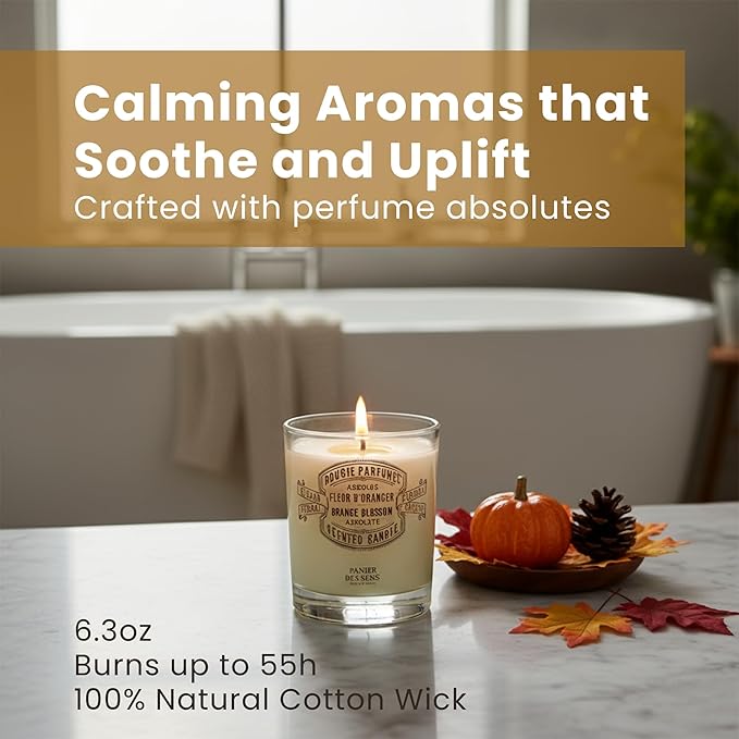 Panier des Sens Geranium Candle - Hand-Poured in Provence, France - Long Lasting Scented Candles up to 55 Hours Burn Time - Geranium Scented Candle - 100% Natural Cotton Wick - 6.3 oz