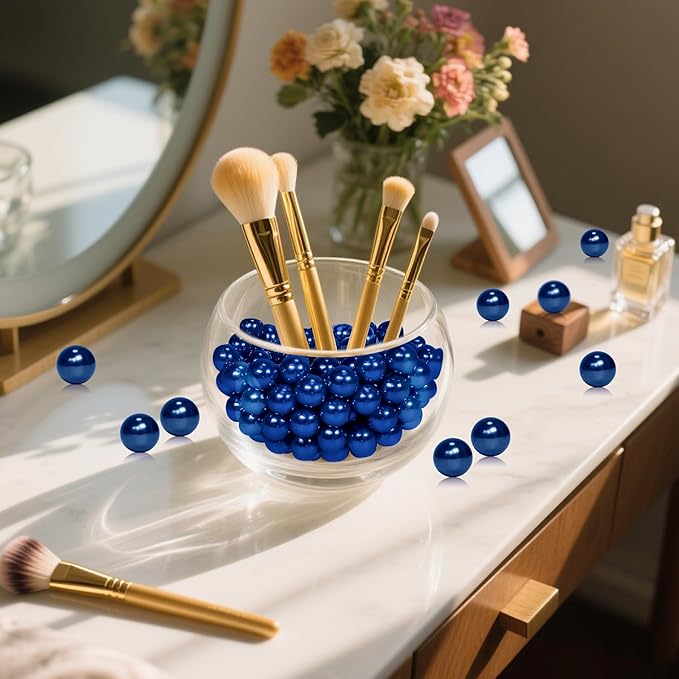 1400Pcs Navy Blue Vase Filler Pearl Beads for Crafting 8mm Beads No Holes Decor Suitable for Wedding Decor, Party Decorations, Centerpiece Table Decorations