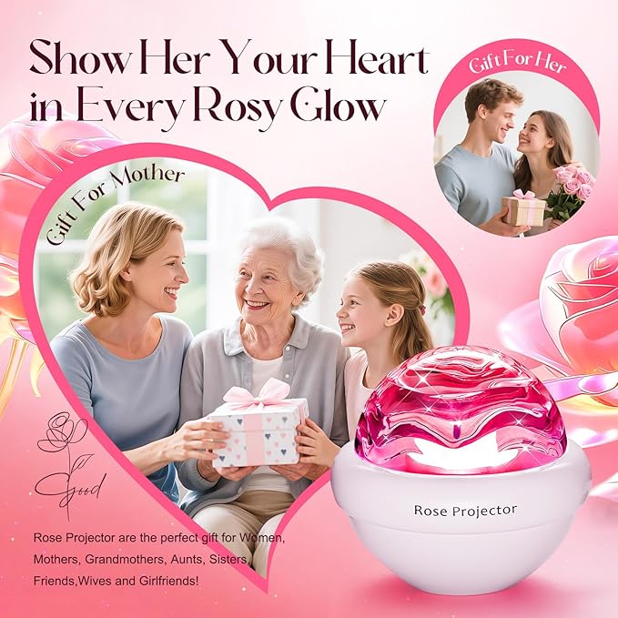 PIKOY Rose Birthday Gifts for Women Flower Lamp with 11 Mixed+4 Solid Colors, Dimmable Mothers Day Gifts for Mom, Sunset Lamp Ambient Lighting with Remote, Aurora Light Projector for Bedroom Teen Girl