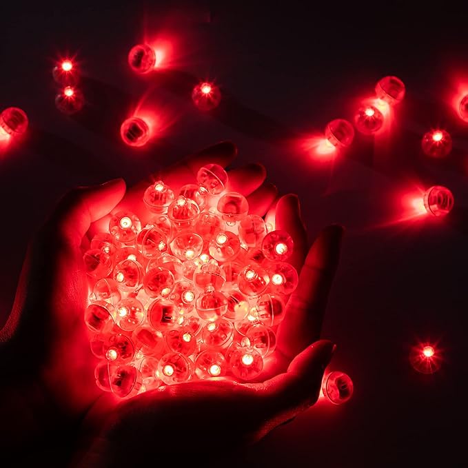 100pcs Red LED Balloon Light, Mini Led Lights Small Round Led Ball Lamp for Paper Lantern Balloon Indoor Outdoor Party Event Fun Birthday Party Wedding Decoration Supplies