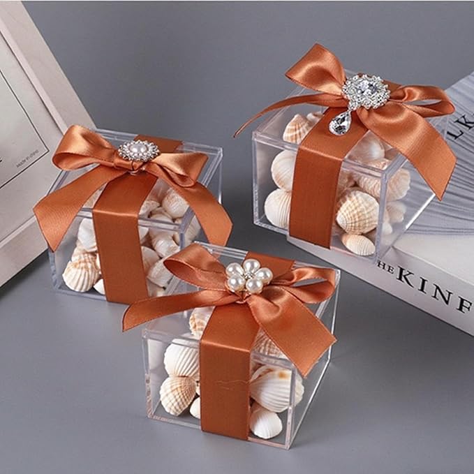 KissYou Small Acrylic Box Clear Boxes with Lid Acrylic Square Cube for Display Jewelry Storage Contanier Graduation Wedding Birthday Party Decorative Box