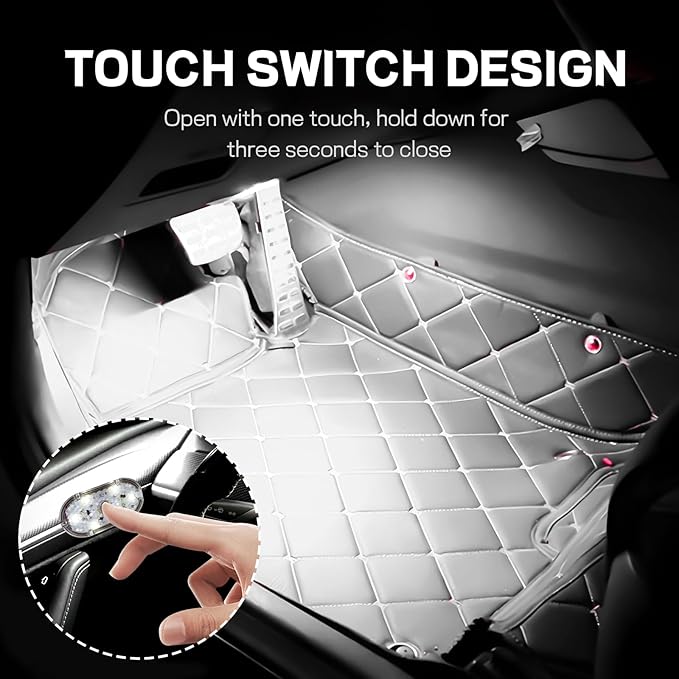 4 PCS Car LED Lights Interior Wireless, Super Bright Auto Interior Ambient Light with 6 Bright LED Lamp Beads, Portable USB Rechargeable Car Led Night Light for Vehicle Decor(White)