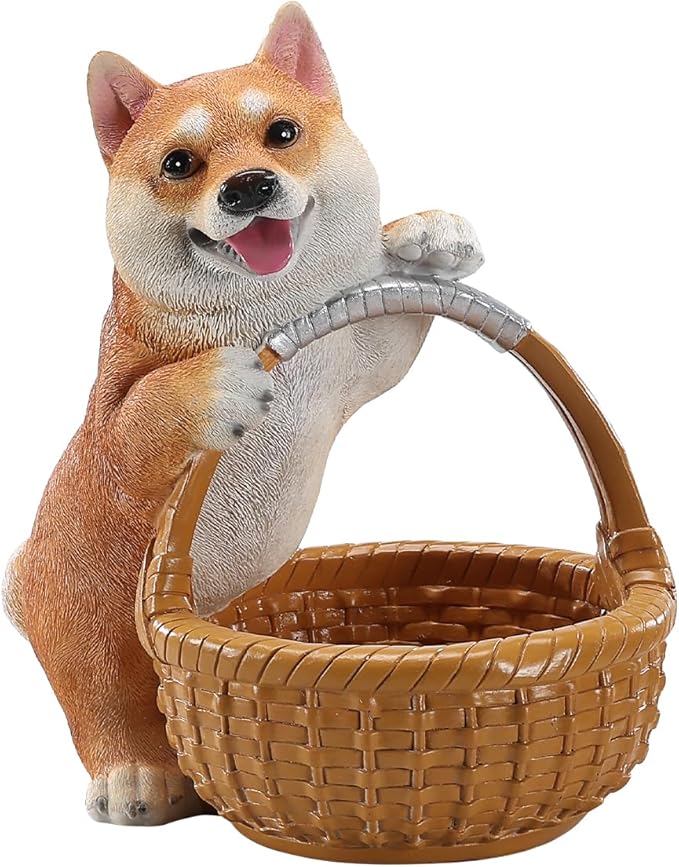 Dog Resin Storage Basket, Desktop Organizer for Remote & Keys, Cute Home Decor Tray, Ideal present for Pet Lovers.(Shiba Inu)