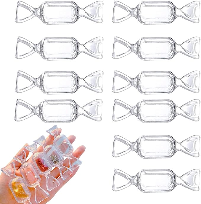 Candy Shaped Storage Box- 10 Pcs Mini Candy Shape Clear Jewelry Storage Case Transparent MakeUp Earrings Travel Storage Container Organizer