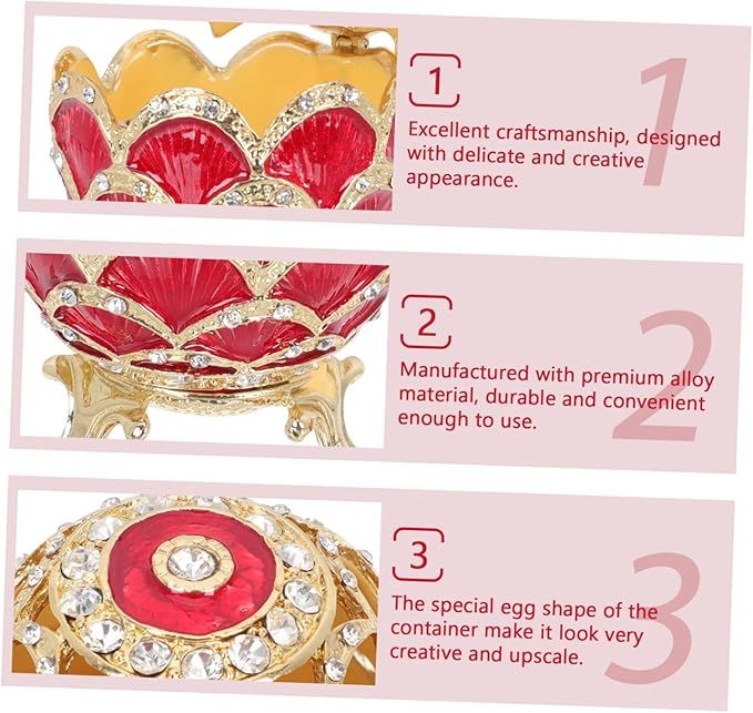 European Style Red Metal Jewelry Box Alloy Ear Display Case Cosmetic Organizer for Women Festival Storage