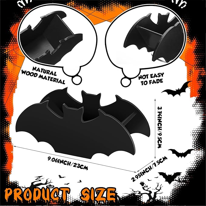Yousoontic 3 Pcs Bat Boxes Bat Makeup Brush Holder Gothic Makeup Organizer Bat Decor Bat Tray for Home Cosmetic Bathroom Desk Storage Room Vanity Office Halloween Party Accessories Keys Pen Container