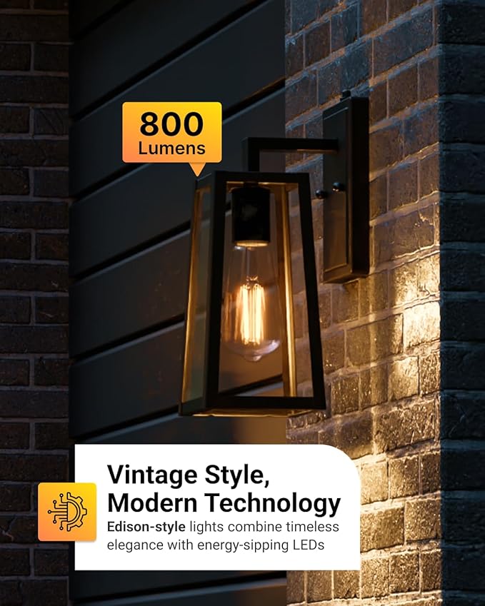 Sunco 6 Pack Dusk to Dawn LED Outdoor Lights Bulb, ST64 Edison Style Automatic Light Sensing Bulbs, 800 LM, 7W (60W Equivalent), ST19, 3000K Warm White, E26 Base UL