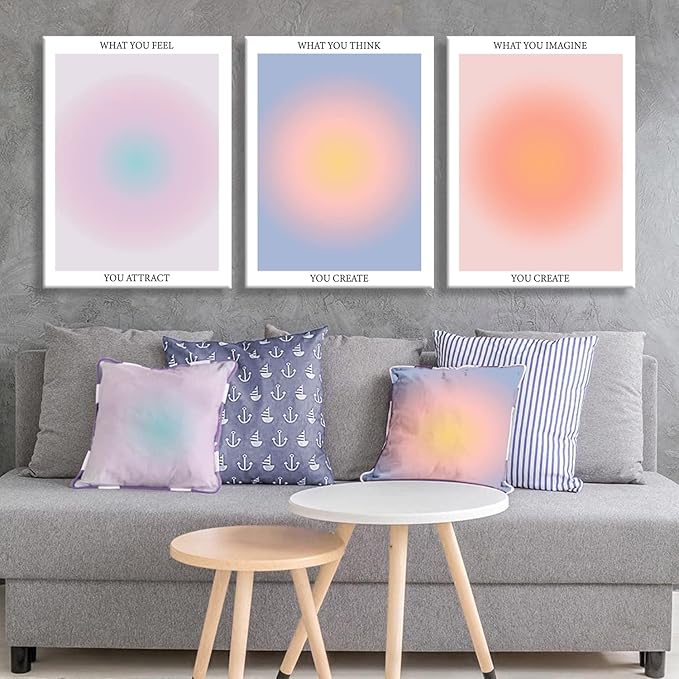 Framed 3 Color Abstract Wall Art Poster Room Aesthetics Spiritual Spiritual Gradual Affirmation Canvas Wall Decoration Positive Energy Inspirational Wall Art Bathroom Living Room Apartment 16x24Inch