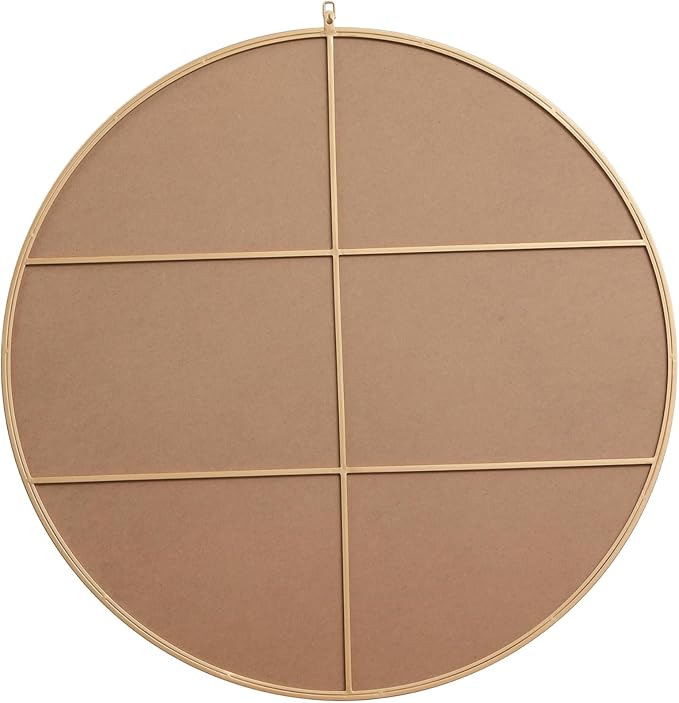 Brilliance, Metal Frame Round Mirror with Decorative Hook 45 Inch in, Midcentury Modern, Brass