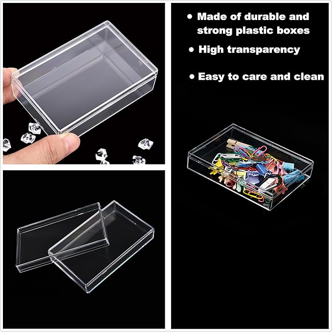 KissYou Acrylic Box 4 Pieces Small Clear Box with Lid Jewelry Storage Contanier Graduation Wedding Birthday Party Candy Boxes