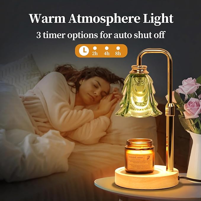 Droyek Candle Warmer Lamp with Timer Electric Candle Warmer Lamp Adjustable Height Dimmable Wax Warmer Lamp Jar Candles with 2 Bulbs for Home Decor & Office