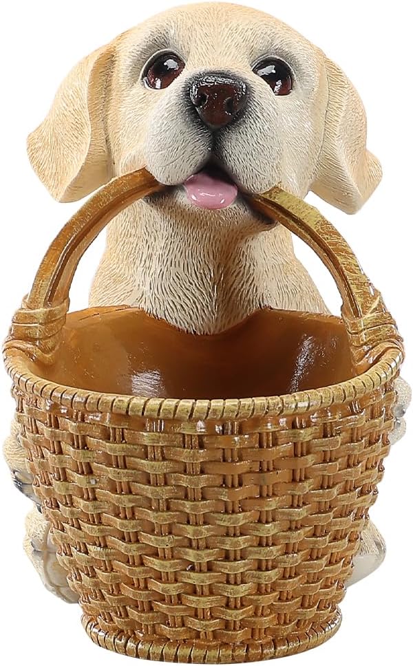 Cute Labrador Candy Bowl, Resin Dog Figurine Key Bowl for Entryway Table, Desktop Storage Basket Organizer for Desk, Unique Dog Lover Gift