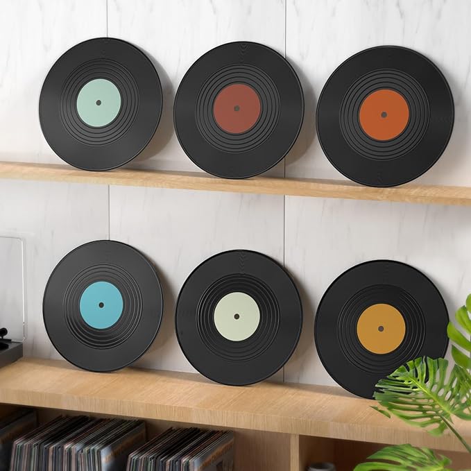 Facmogu 12PCS 7 Inch Fake Blank Vinyl Records, Vintage Vinyl Decorative Records for Wall Art Aesthetic, Plastic Plain Records for Home, Cafe Decor, Fake Blank Records Custom for Wedding, Music Party
