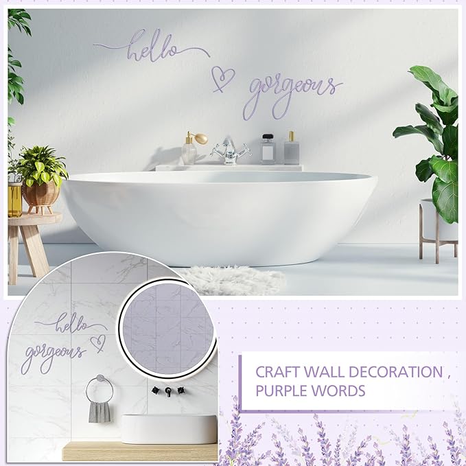 Hicarer Hello Gorgeous Metal Wall Art Decor Minimalist Decoration Metal Hello Gorgeous Decorative Sign for Living Room Office Bedroom Hotel Home Wall Decoration(Purple,Classic Style)