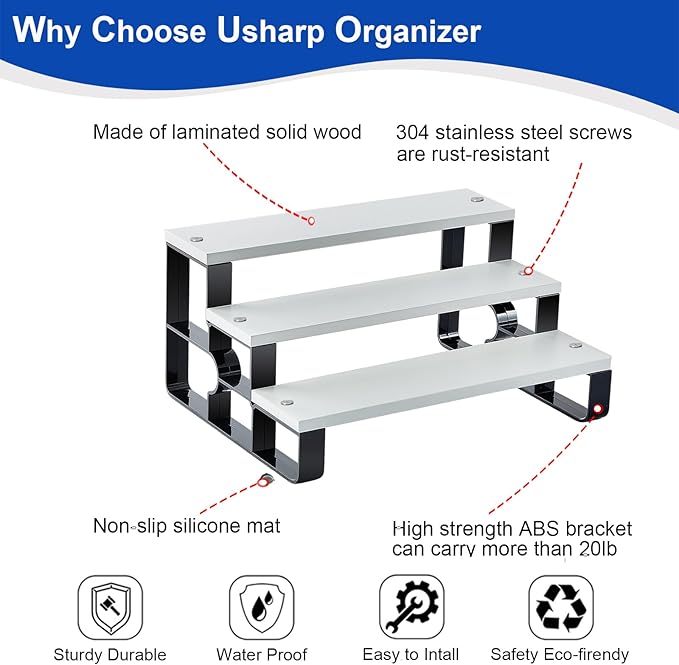 Wood Cologne Organizer for Men,Perfume Organizer for Bathroom Countertop,3 Tier Makeup Organizer for Bedroom Decor,Skincare Storage,Display Stand Shelf,Valentine's Day Gift (White 11.2")