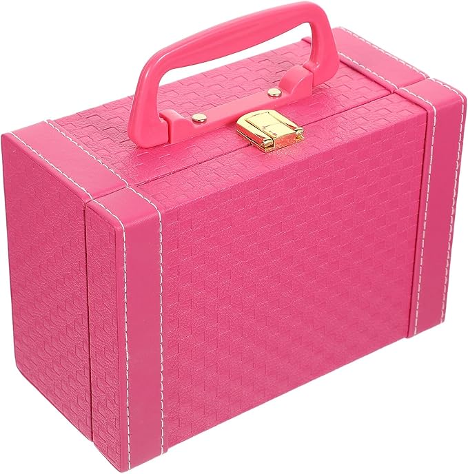 ARTIBETTER Jewelry Box and Makeup Storage Case Pink Princess Music Jewelry Organizer with Compartments for Necklace Ring Earring Cosmetic Storage for Women