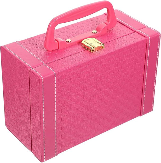 ARTIBETTER Jewelry Box and Makeup Storage Case Pink Princess Music Jewelry Organizer with Compartments for Necklace Ring Earring Cosmetic Storage for Women
