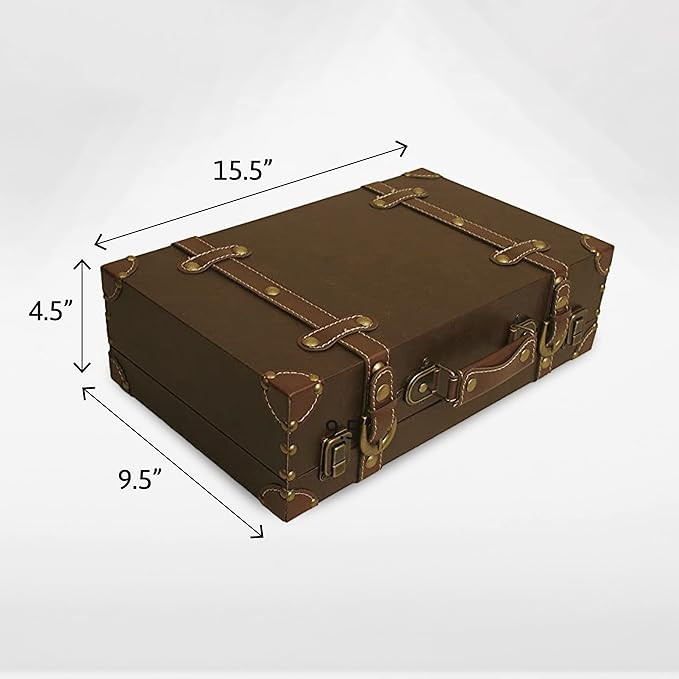 wald imports - Paperboard Suitcase -Decorative Storage Boxes - Suitcase for Decoration, Storage, and More (Brown)